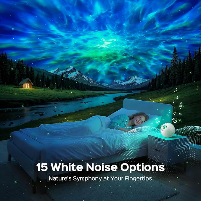 One Fire Galaxy Projector Star Projector Teen Girl Gifts for Boys Gift Ideas Women Gifts Birthday Gifts 360 Effects Northern Lights Night Light Projector Lava Lamp 15 White Noise+Bluetooth Room Decor