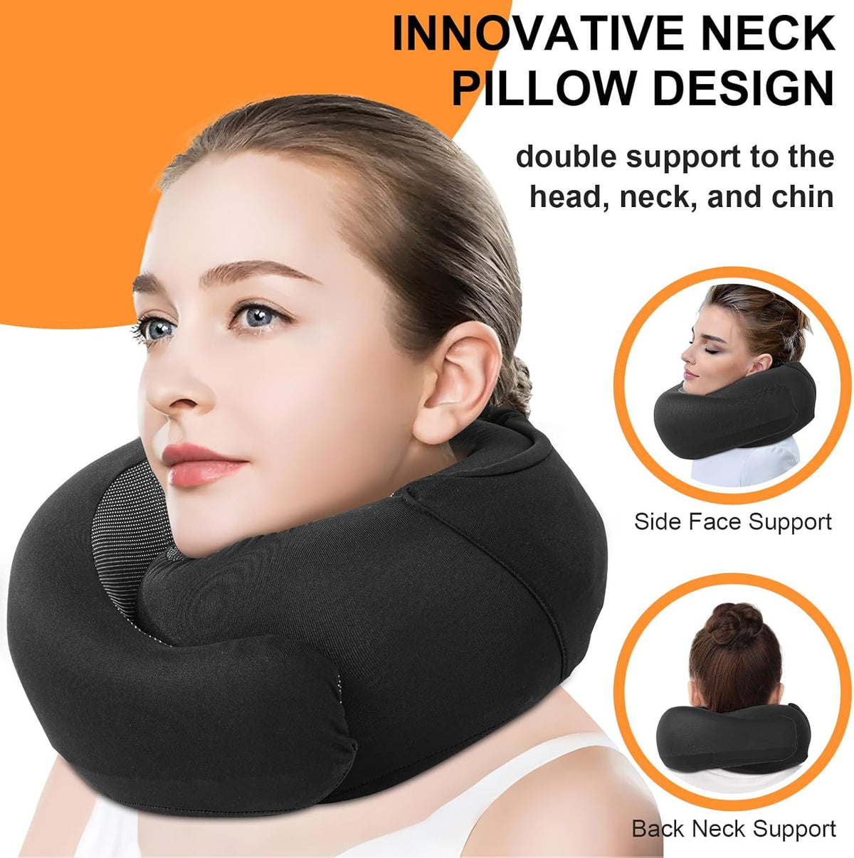 Travel Pillow Blanket Set - Hooded Neck Pillows Airplane with Portable Bag Earplugs, Memory Foam Filling, Long Flights Trip Essentials for Plane, Office, Cars Sleeping