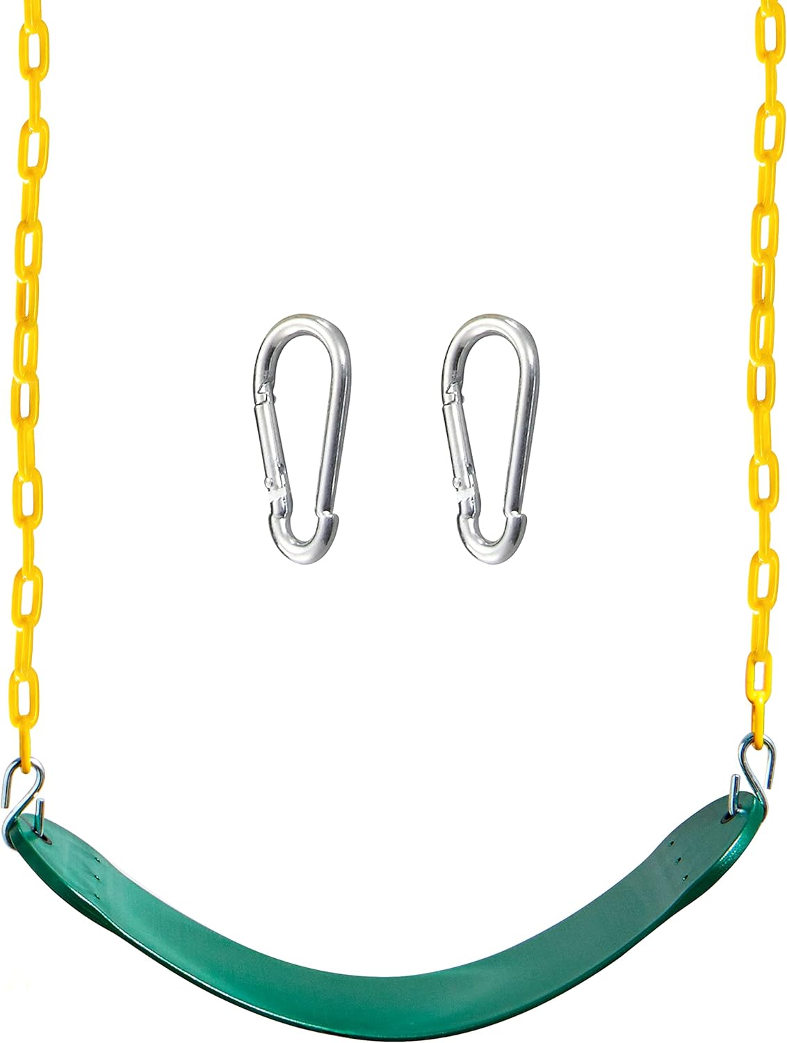 TURFEE Heavy Duty Swing Seat - Green Replacement with 66” Chain & Snap Hooks for Kids Outdoor Play