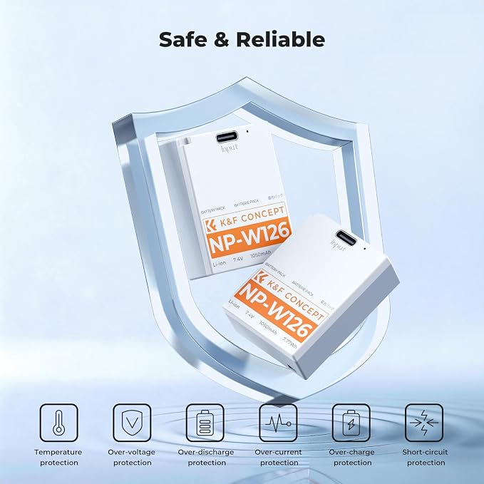 K&F CONCEPT 2-Pack NP-W126 Battery, USB C NP-W126S XT30III Battery Compatible
