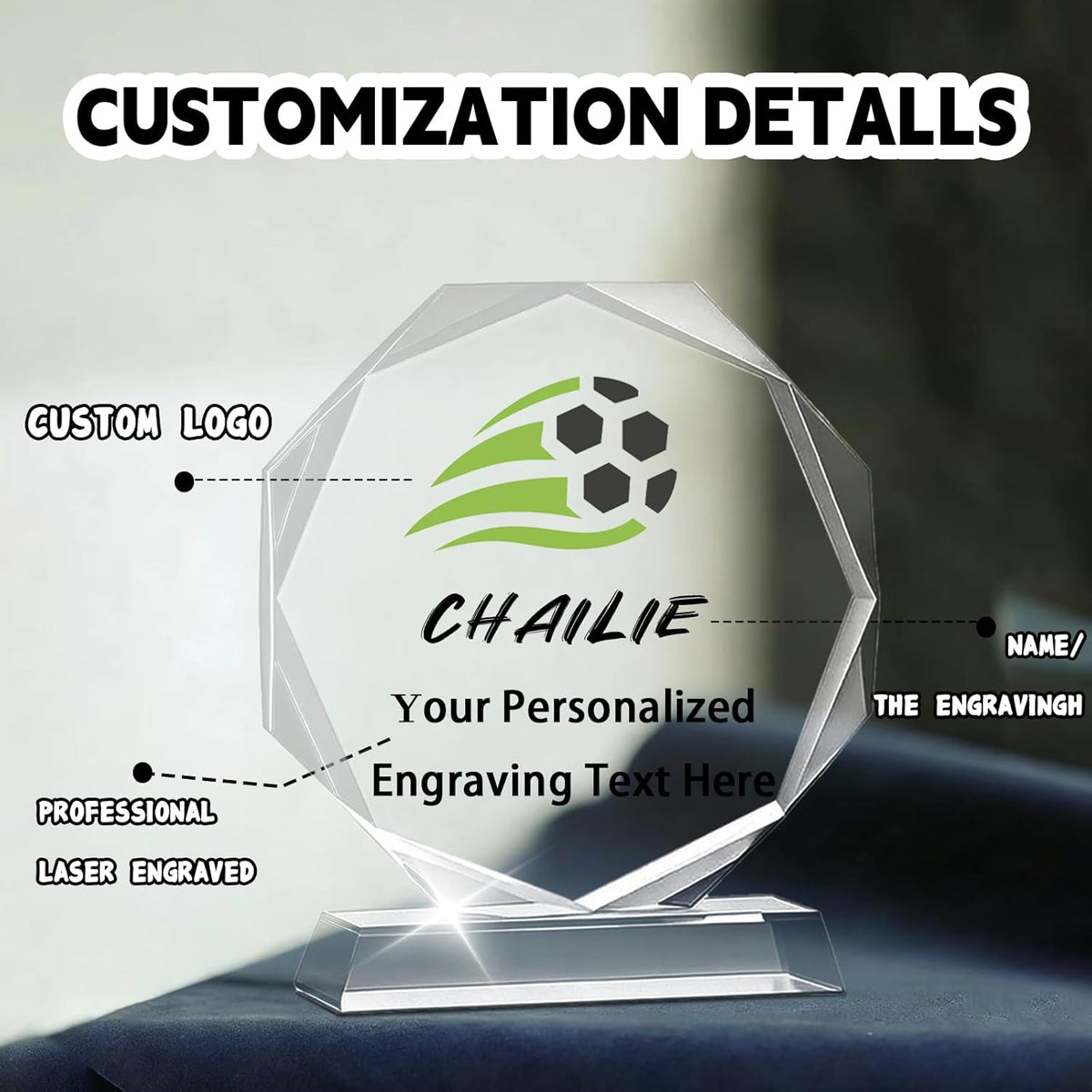 WBW Personalized Custom Crystal Trophies - Custom Text, Logo & Photo Printing | Perfect for Awards & Recognition
