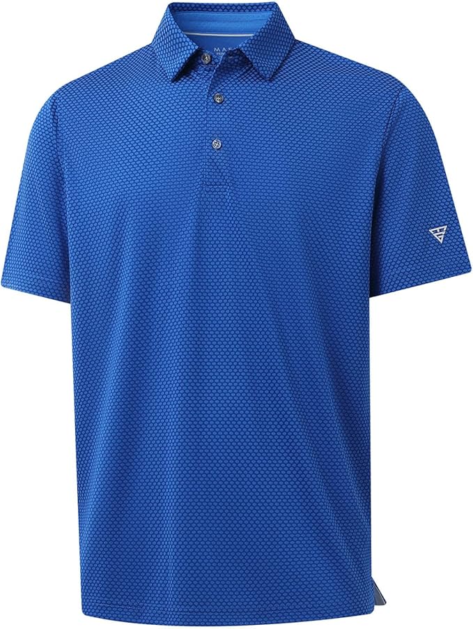 M MAELREG Golf Shirts for Men Moisture Wicking Jacquard Breathable Performance Dry Fit Collared Mens Polo Shirts Short Sleeve