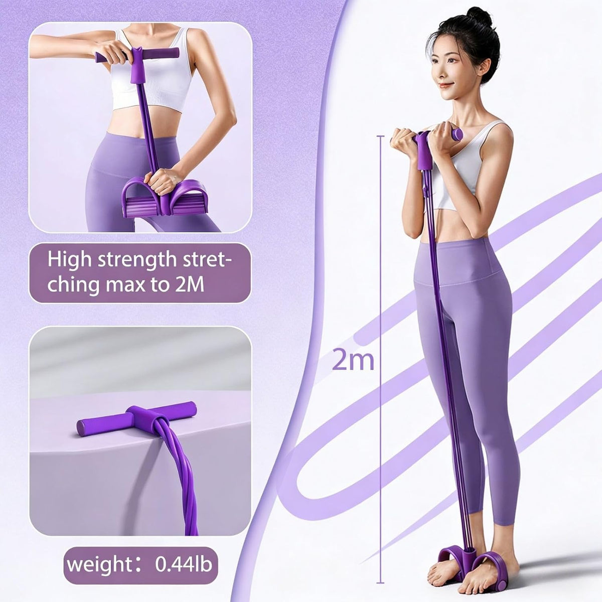 Pedal Resistance Bands - Multifunction Fitness Training with 6-Tube Manual Tension | Natural Rubber for Strength & Slimming