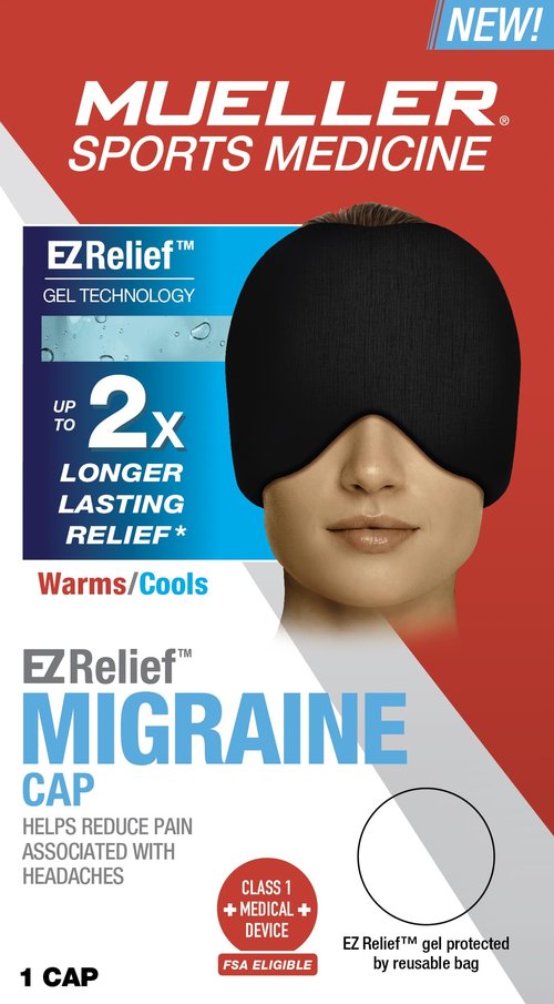 MUELLER Sports Medicine EZ Relief Migraine Cap, Ice Pack for Injuries and Pain Relief, Hot & Cold Therapy, Black