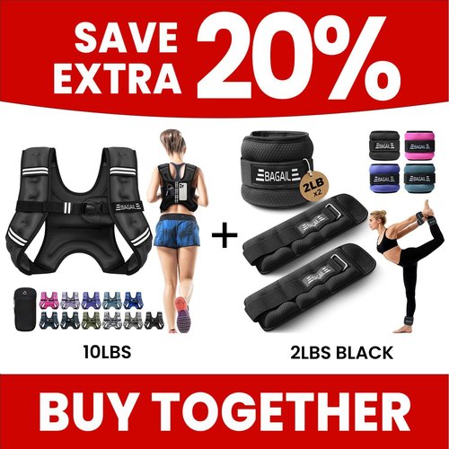 BAGAIL Weighted Vest 10 lb - Black | Includes 4 lb Ankle and Wrist Weights - Perfect for Workouts