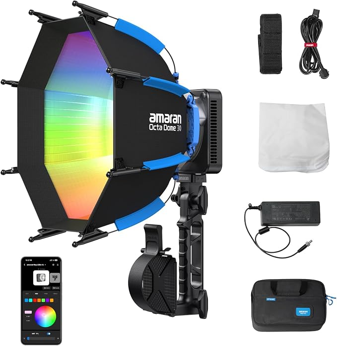 amaran Ray 120c RGB Video Light, 120W Portable Studio Light IP54, CCT 1