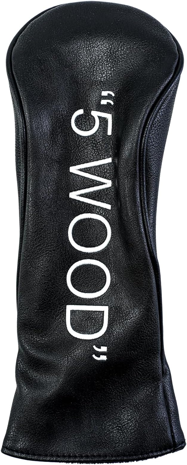 Golf Club Covers – Leather Driver Headcover, Fairway Wood, 3 Wood, Hybrid, Fits Mallet Blade Putter Head Covers Alignment Stick Cover