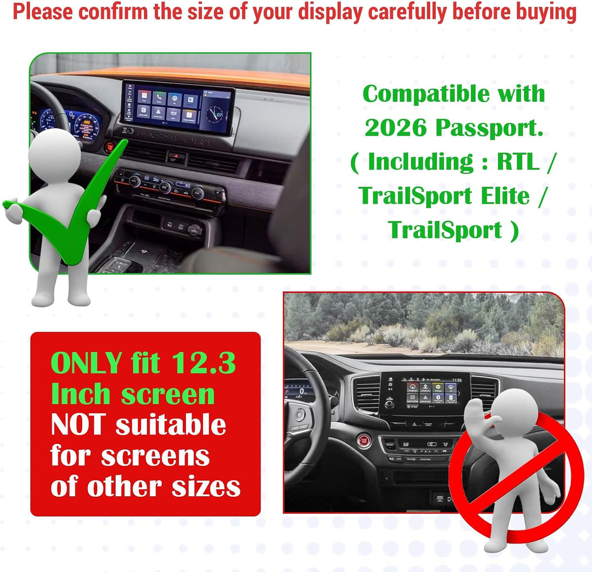 RUNROAD Dashboard Storage Organizer Tray Compatible with 2026 Honda Passport Accessories, Center Console Tray For Passport Behind Screen Armrest Organizer Dash Board