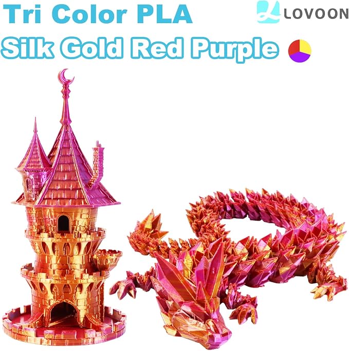 LOVOON 3D Printer Filament Tricolors, Color Change by Angle PLA Filament 1.75mm