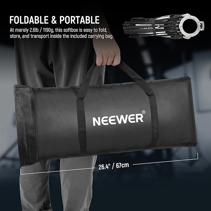 NEEWER Parabolic Softbox Kit, 23.6" Bowens Mount Soft Box