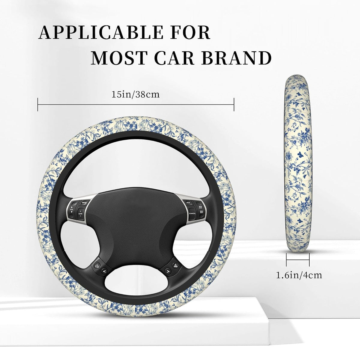 Floral Cute Steering Wheel Cover for Women & Men – Universal 15 Inch Car Accessories, Non-Slip & Stylish Design, Fits Most Cars, SUVs, and Auto