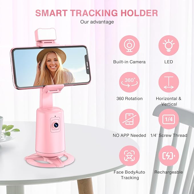 Auto Face Tracking Tripod 360° Rotating Cell Phone Photo and Video Kits Stand