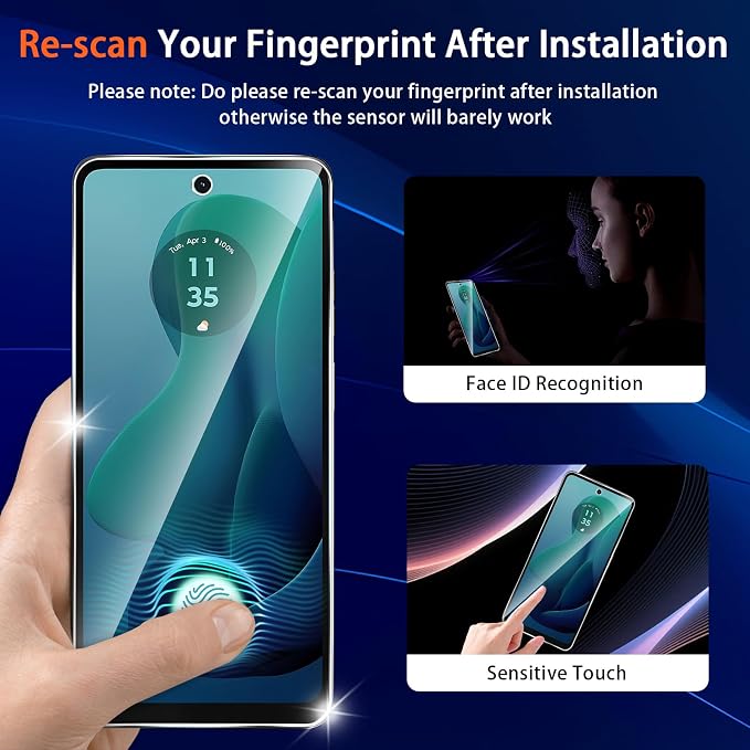 Designed for Motorola Moto G 5G 2024 Tempered Glass Screen Protector + Camera