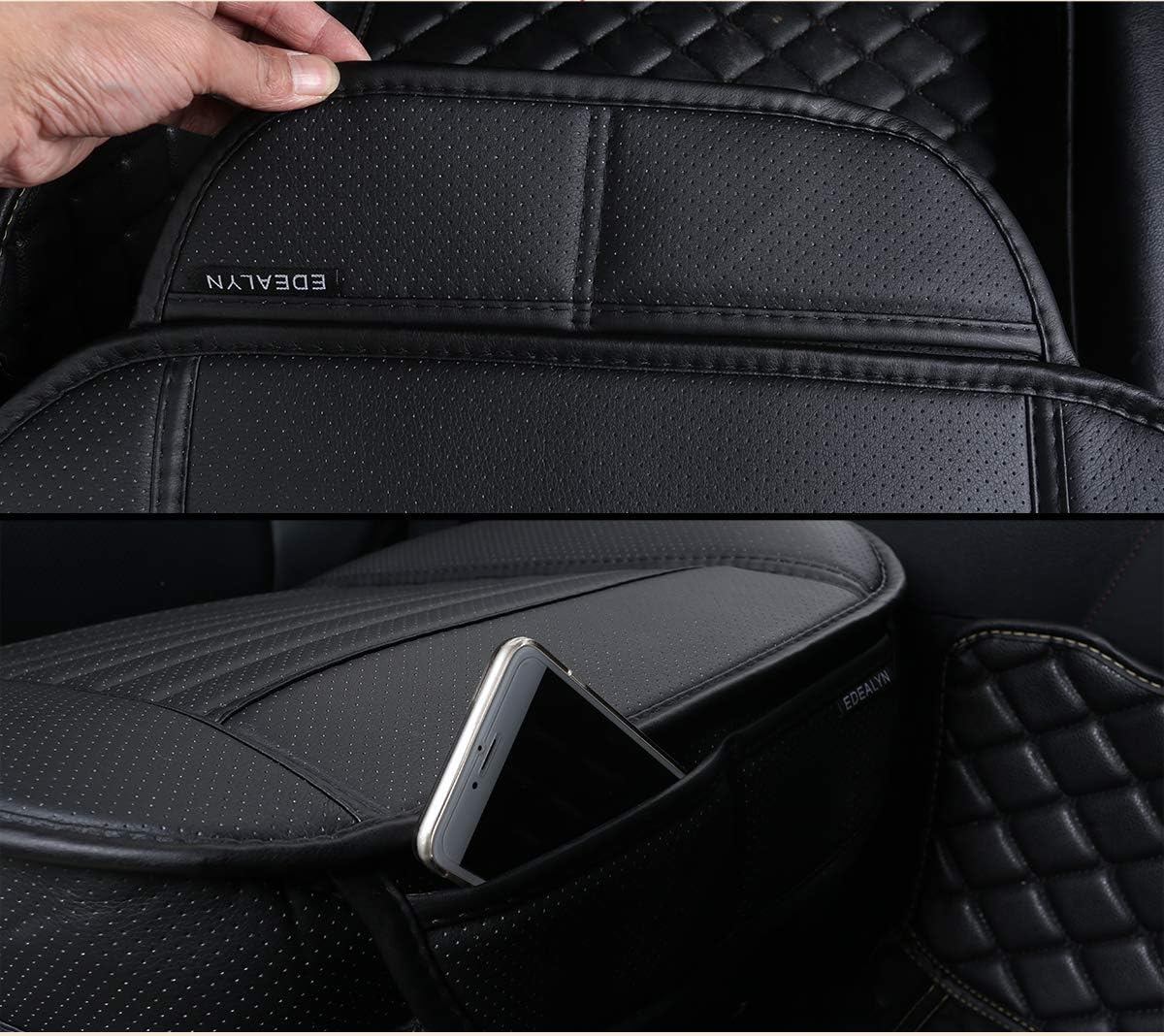 Car Seat Protector Single Seat Cover Without Backrest PU Leather Front Car Seat Cushion Cover Car Seat Cover,1pcs (Beige-B)