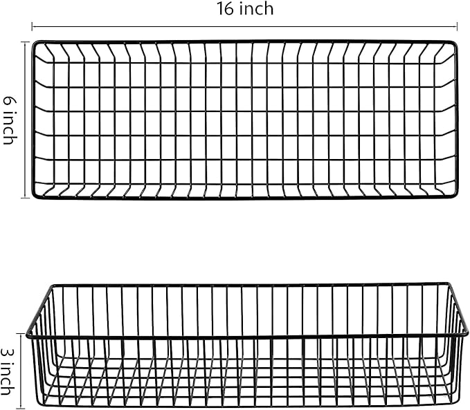 Wetheny Farmhouse Decor Metal Wire Organizer Storage Basket Bin (1 Pack) -Toilet Paper Storage - Organization and Storage for Bathroom, Kitchen Cabinets, Pantry, Closets, Craft Room, Garage (Black)