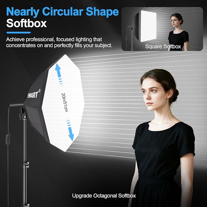 EMART Softbox Photography Lighting Kit, 50W 3000K-6000K LED Bulb, Professional