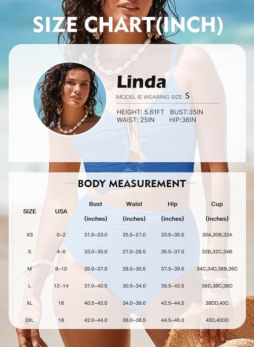 Herseas 2 Piece Bikini Set - U-Wire Cutout High Waisted Swimsuit | Textured Summer Swimwear