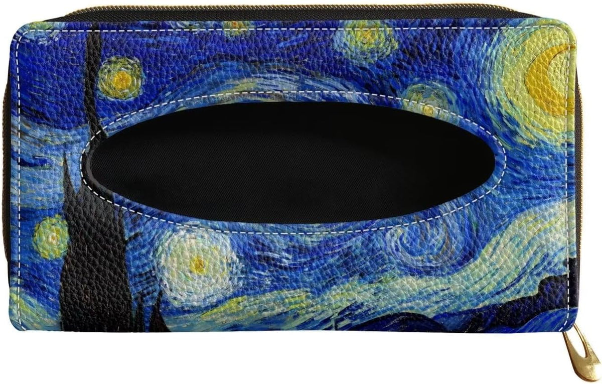 Sturdy PU Leather Visor Tissue Holder Car Sun Visor Tissue Box Holder Leather Napkin Holder Starry Night