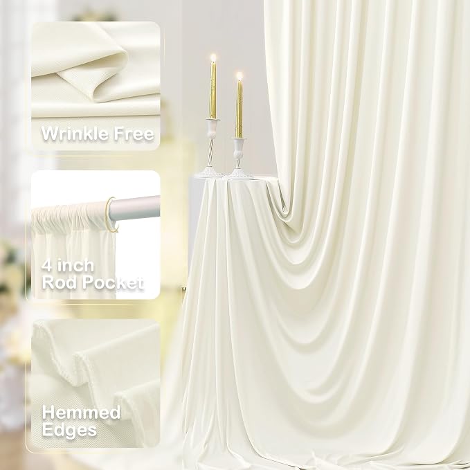 30ftx12ft Wrinkle Free Ivory Backdrop Curtains