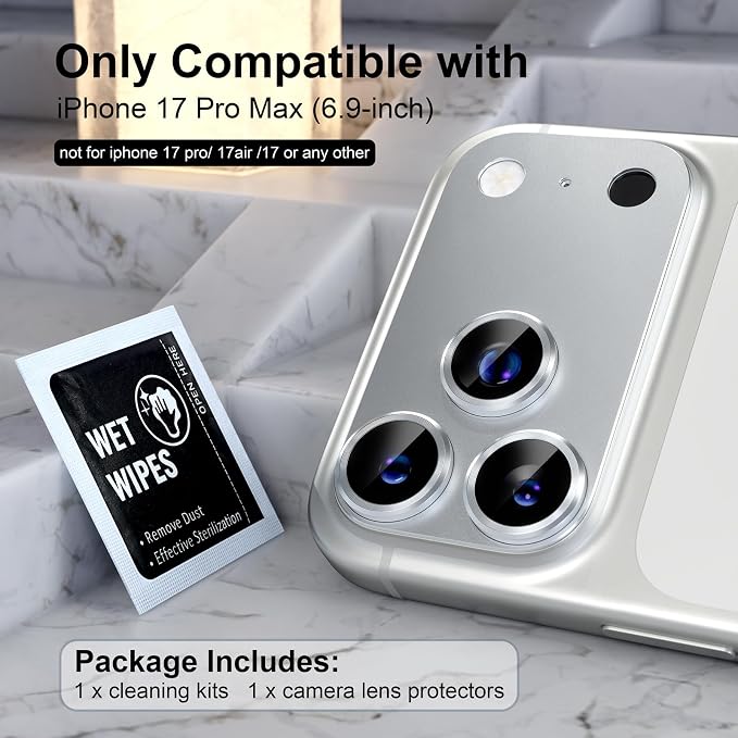 Choiche Compatible for iPhone 17 Pro Max Camera Lens Protector, Strong