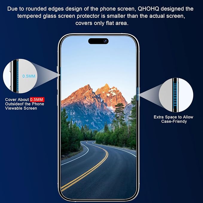 QHOHQ 3 Pack Screen Protector for iPhone 15 Pro