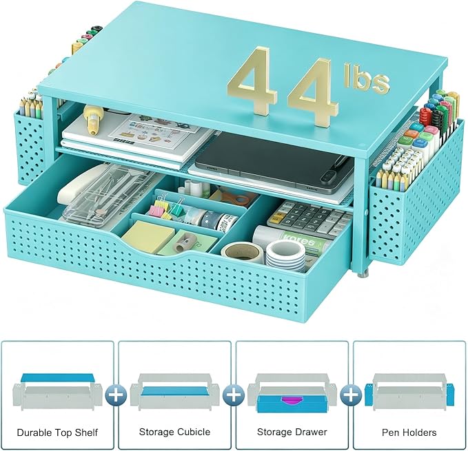 Spacrea Desk Organizer and Accessories, Computer Monitor Stand Riser