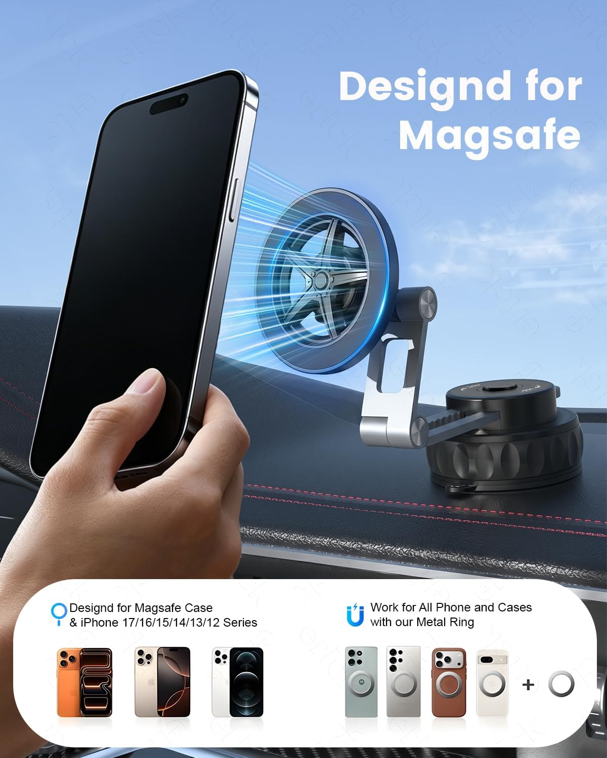 frani Magnetic Vacuum Car Phone Holder