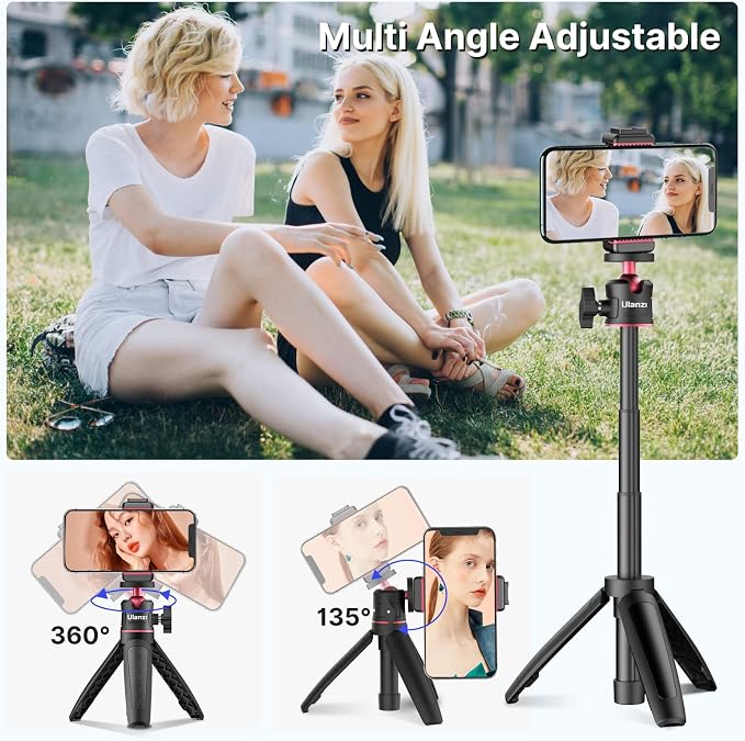 ULANZI MT-08 Extension Pole Tripod, Mini Selfie Stick Stand Handle Grip