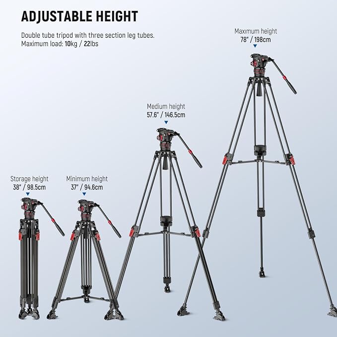 NEEWER 78" Video Camera Tripod Carbon Fiber