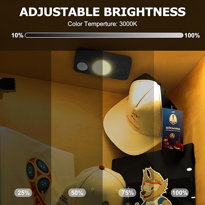LED Motion Sensor Puck Lights, Rechargeable Cabinet Lights, Stick on Wireless LED Night Light for Closet, Drawer, Shelf, Under Cabinet, Warm White 8Pack, USB Charging Cord Included