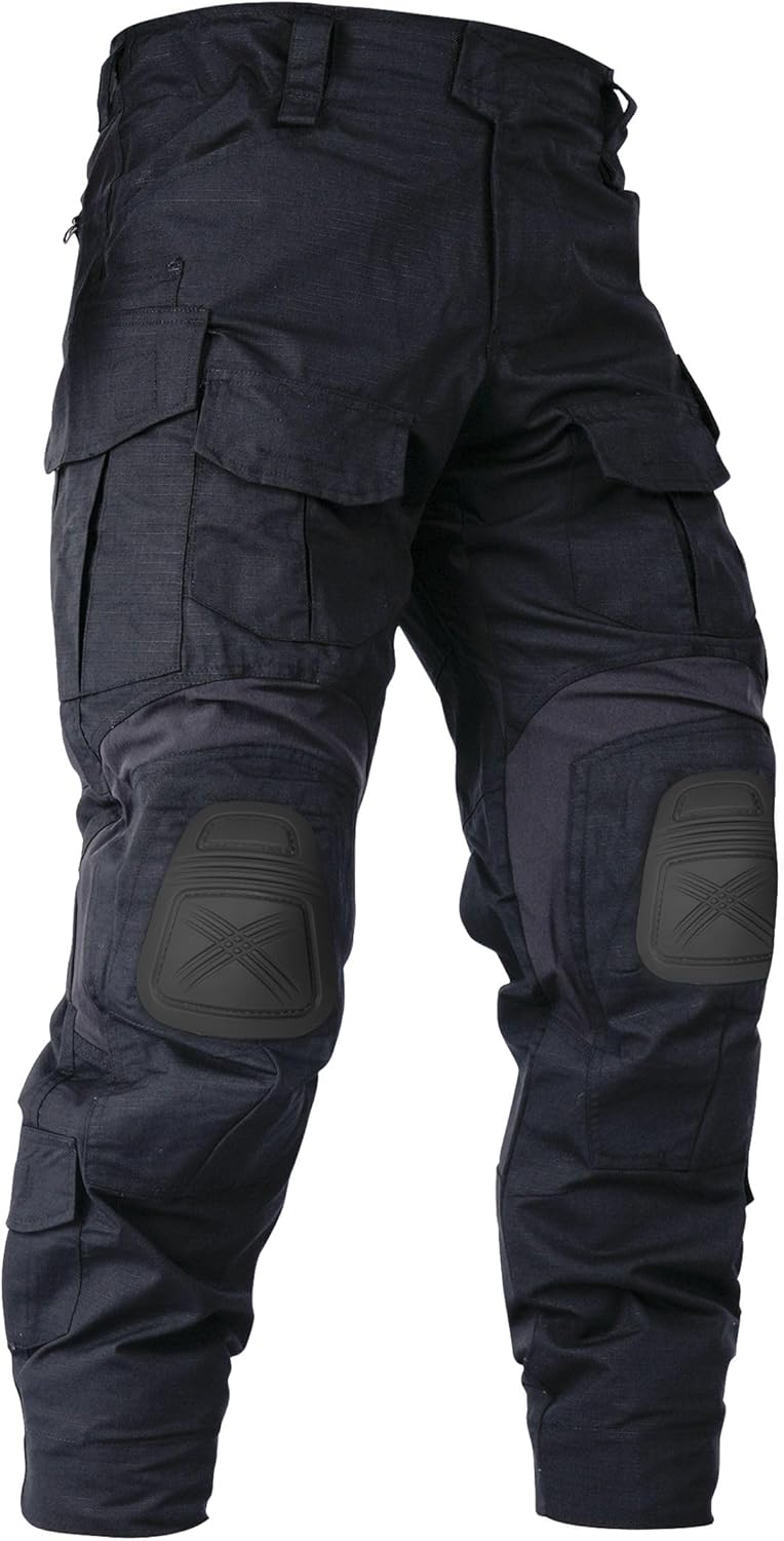 Skiennix Men's Tactical Pants - Waterproof Camo Cargo Design with Knee Pads & 10 Pockets
