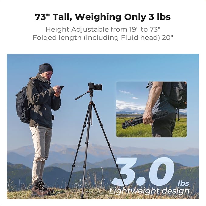 K&F CONCEPT 73” Camera Tripod