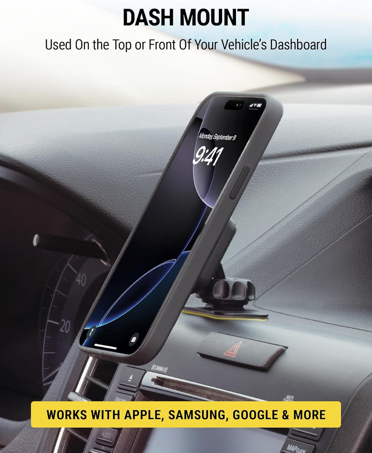 Scosche MAGDMB MagicMount Magnetic Phone Mount for Car, Dashboard Cell Phone Holder with 360° Adjustable Magnet Head, Universal Phone Stand for Car Compatible with iPhone, Samsung, and All Devices