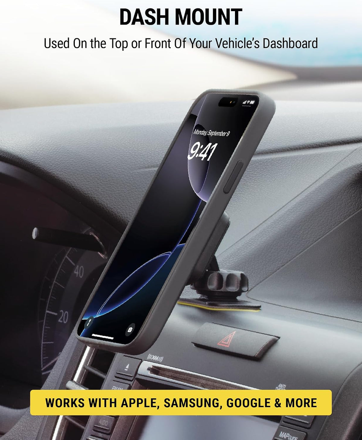 Scosche MAGKIT MagicMount Magnetic Car Phone Mount for Dashboard, 360° Adjustable Magnet Head, Universal Cell Phone Holder for Car, Compatible with iPhone, Samsung, and All Devices (Pack of 2)