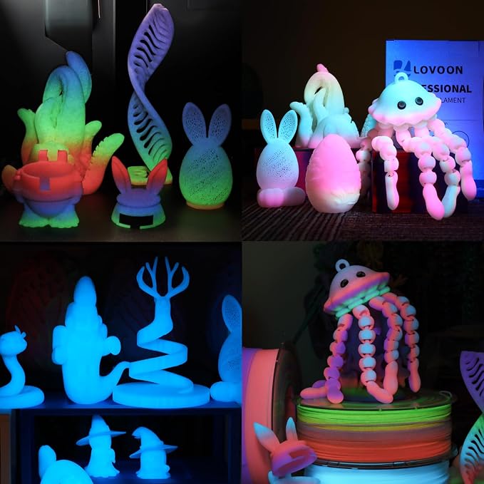 LOVOON 3D Printer Filament Luminous Glow Rainbow PLA, Magic irradiative 3D PLA