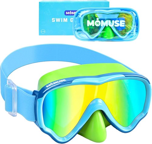 MOMUSE Kids Swim Goggles - Soft Fabric Strap, 3D No-Leak Design, UV Protection | Ages 3-14