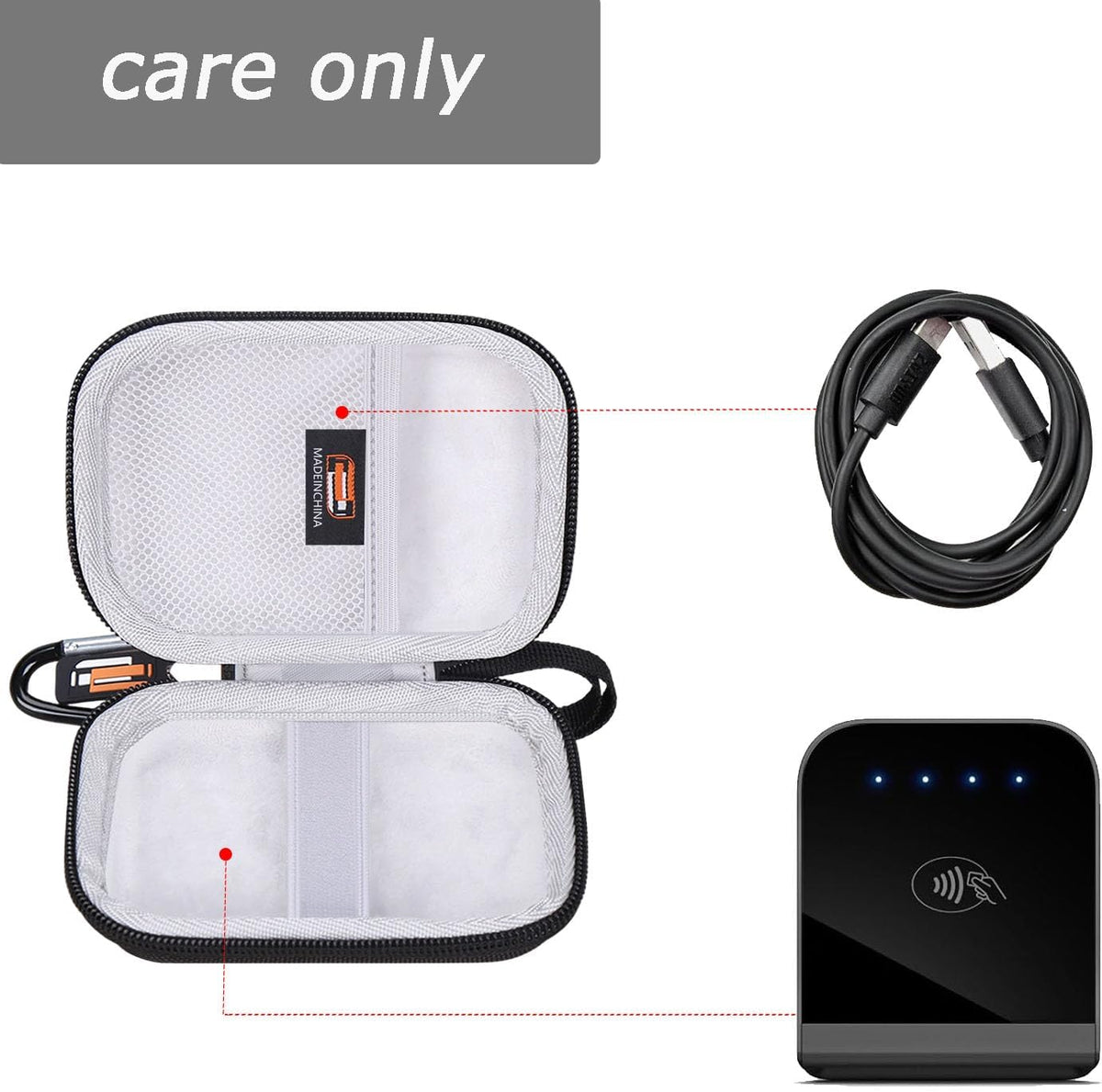 Carrying Case Compatible with Shopify Tap & Chip Card Reader 5299, POS Hardware Holder for Square Systems, Storage Box for Mobile Wireless Sale Credit Cards Swiper Device (Case Only)