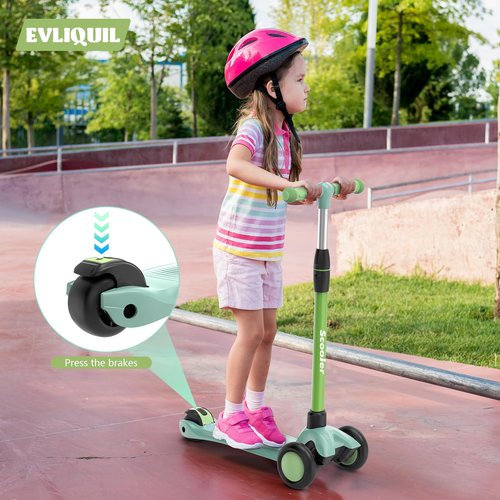 Kids Kick Scooter,Adjustable Height Handlebars and Removable Seat Scooters for Kids,3 Lighted Wheels Anti-Slip Deck Toddler Scooter for Boys & Girls Aged 3-12 up to 132 Lbs.