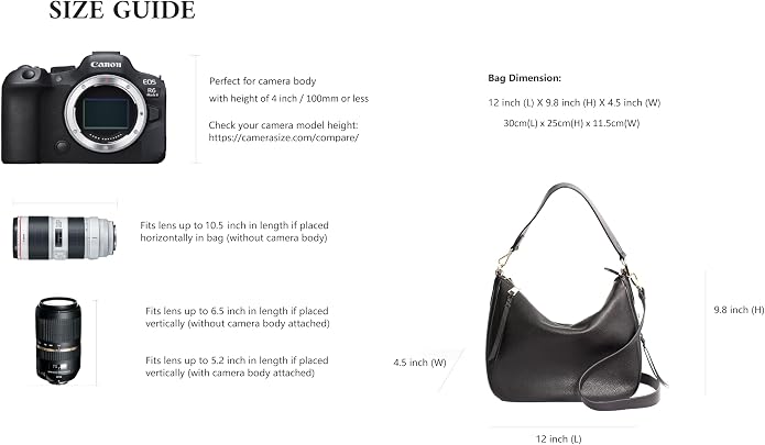 Meliae Camera Bag for Women, DSLR Mirrorless Camera Purse, Leather Shoulder