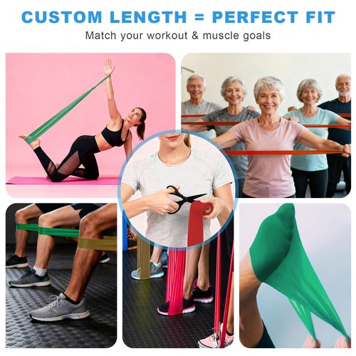 MORECOO 25 Yard Resistance Band Roll, 100% Natural Latex Exercise Bands for Physical Therapy, Progressive 3-Level Workout Bands Set (Red 3.7lb, Green 4.6lb, Brown 14.2lb) for Rehab, Pilates & Strength