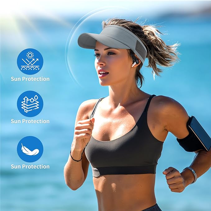 HH HOFNEN Sports Sun Visor Cooling Lightweight Stretchy Packable Running Golf Visor Hat for Men Women