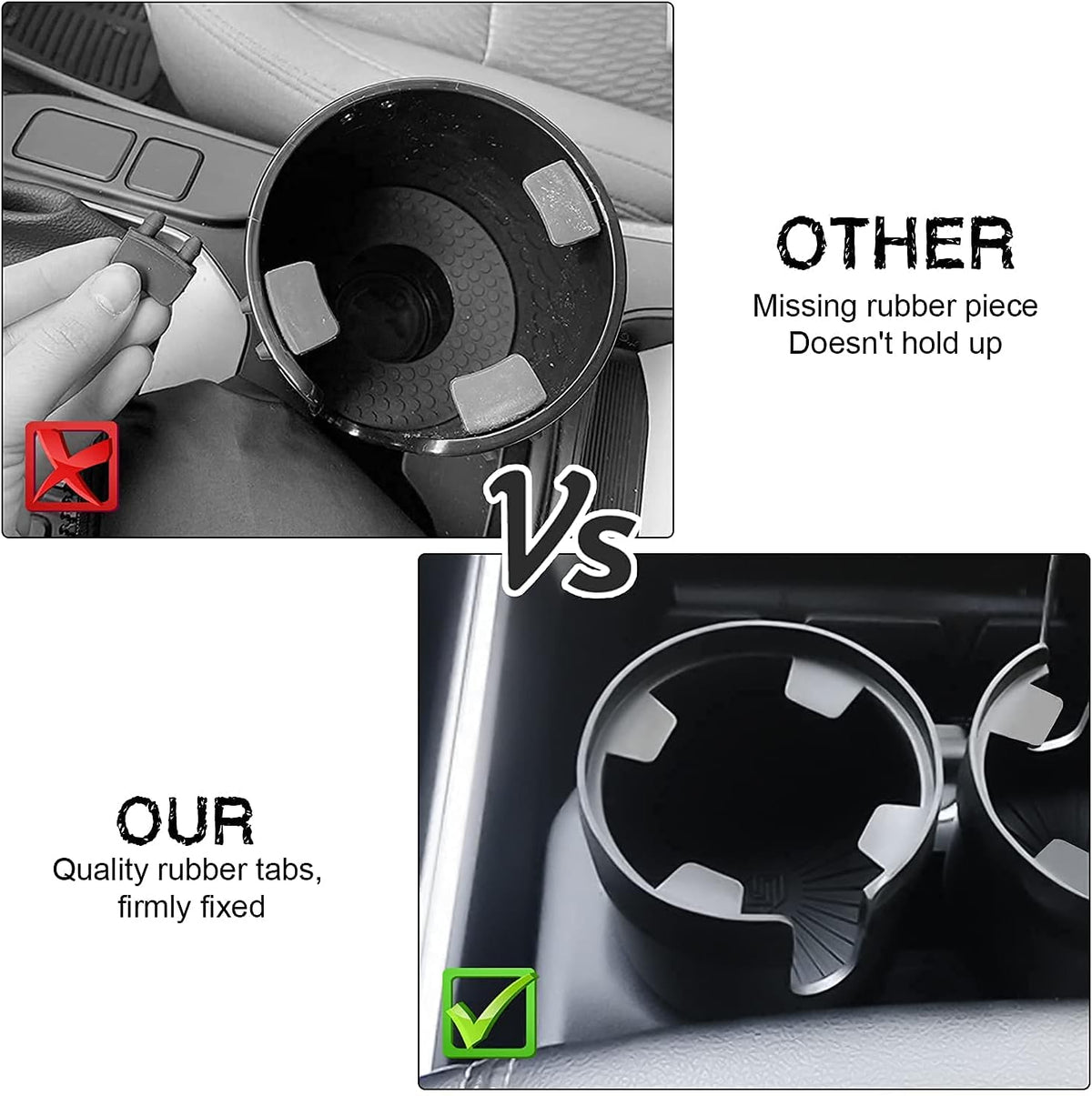 Car Cup Holder Expander Organizer Adjustable Base, Black and Silver