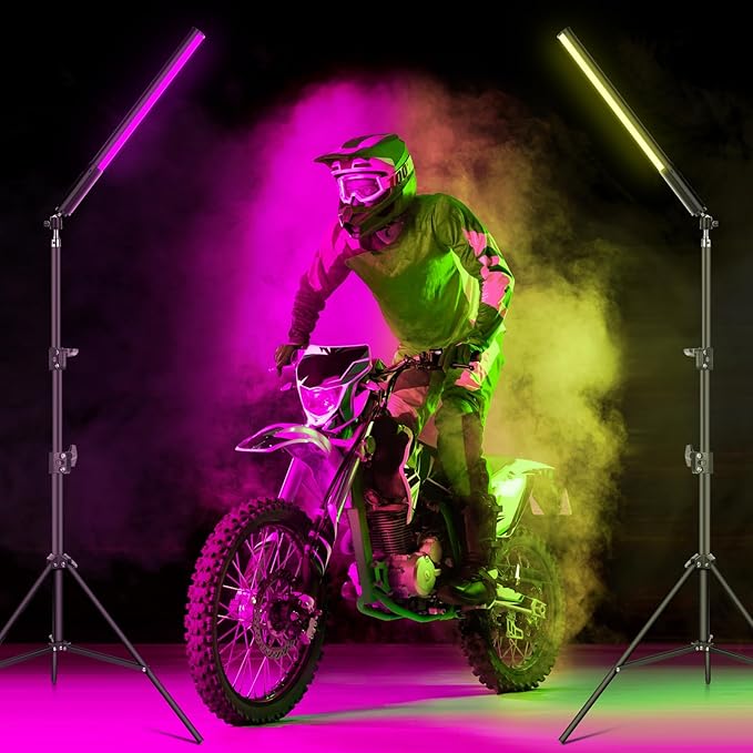 2 Pack RGB LED Video Light Wand Stick, Photography Studio Lighting Kits