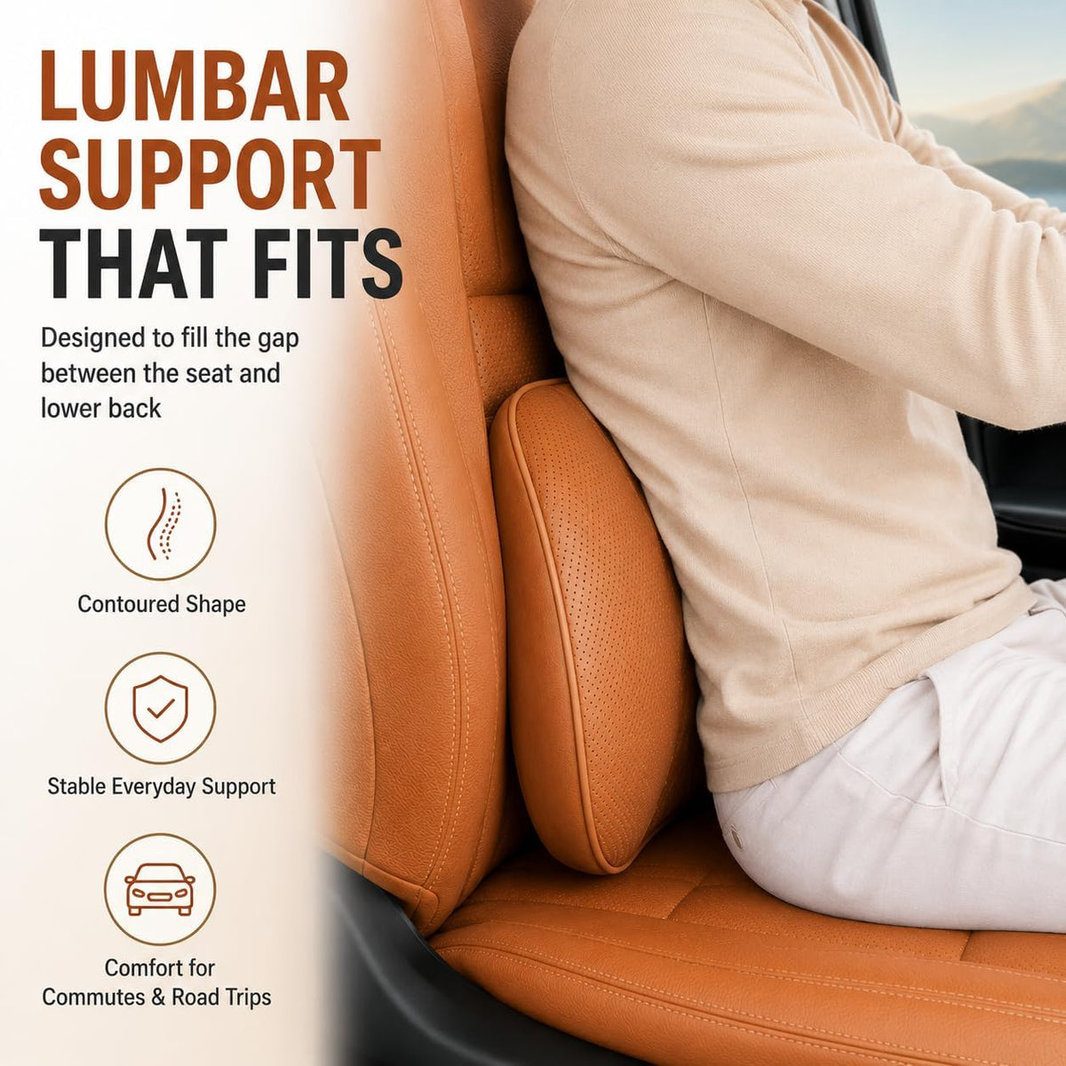 Universal Memory Foam Car Headrest Neck Pillow Auto Neck Cushion (Red, Headrest Lumbar+Lumbar Cushion)
