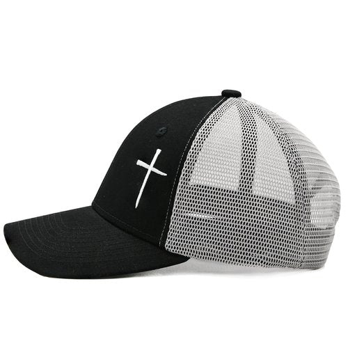 LUDUEIKSW Christian Hats for Men Women, Jesus Cross Trucker Hat Christian Religious Gifts, Black