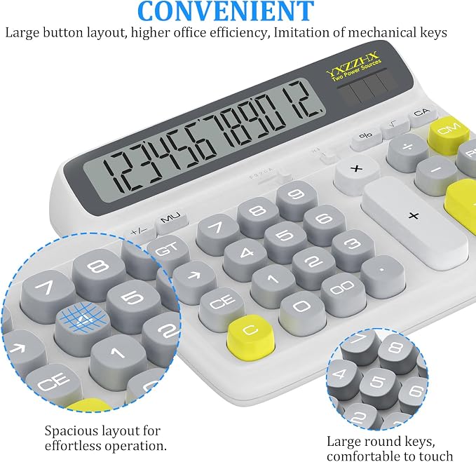 Desktop Calculator with Extra Large 5-Inch LCD Display, 12-Digit Two Way Power