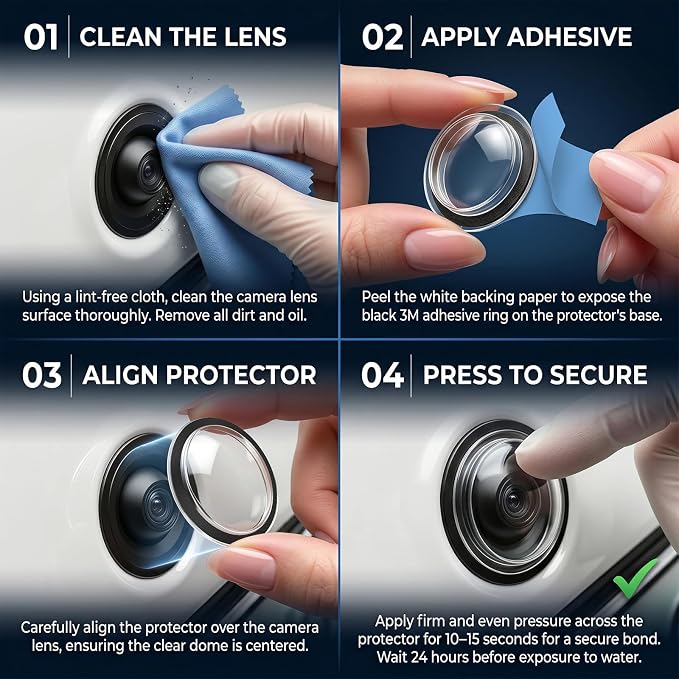 4-Pack Car Camera Lens Protector, Anti-Fog Clear Backup Camera Cover, 17.5mm