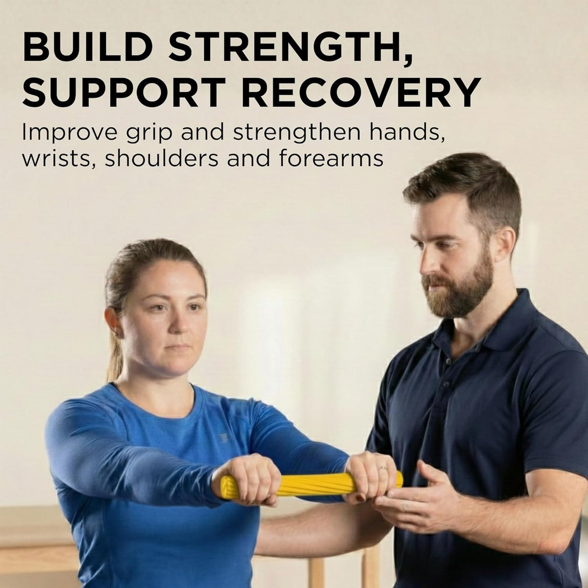 TheraBand FlexBar Resistance Bar - Extra Light Yellow Therapy Bar for Wrist & Forearm Exercises
