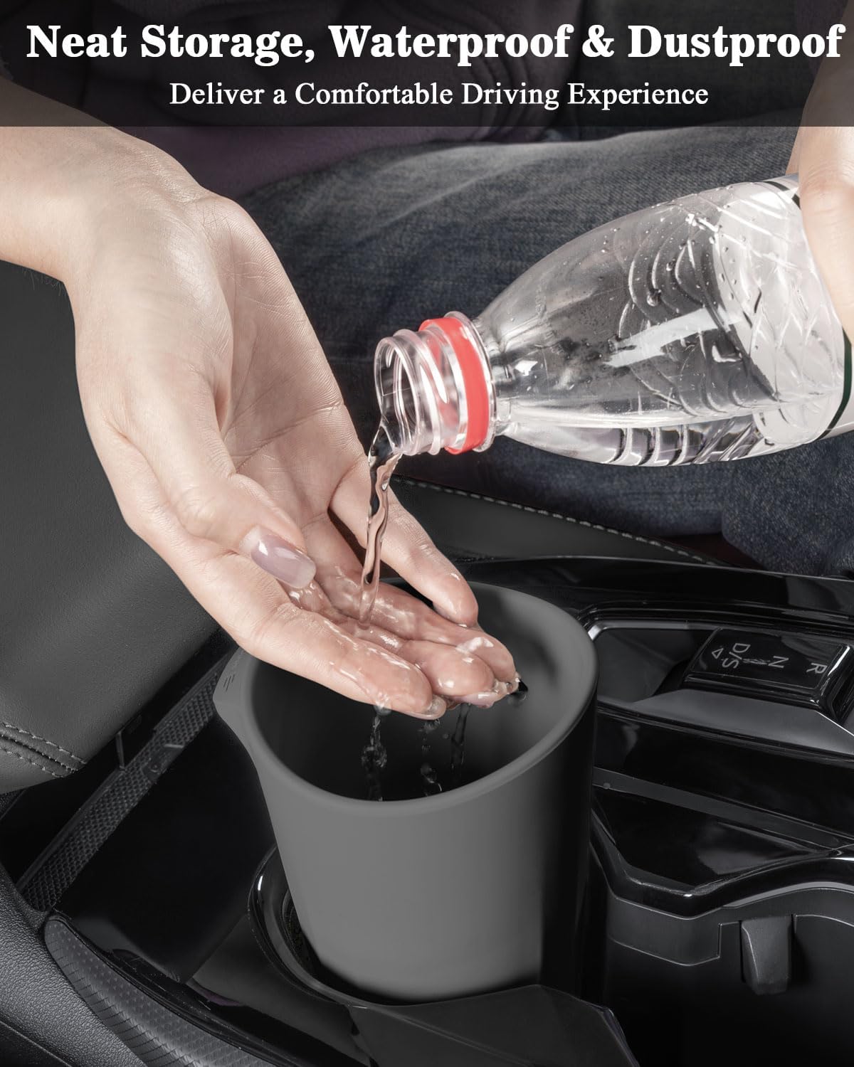 XmuxHai Car Trash Can, Silicone, Accessories for Interior Mini Garbage Can, Cup Holder Bin for Front and Rear Console, Door Pocket, Home Office Use, 2 Pack (Black)