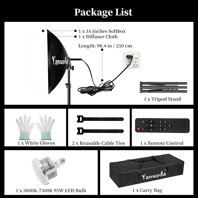 Professional 16''x16'' Softbox Lighting Kit
